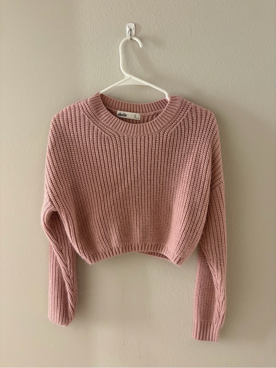 Elodie Sweaters - Elodie Cropped Ribbed Crew Sweater in Dusty Rose